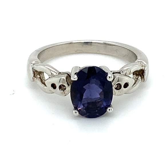 Iolite 1.79ct Rhodium Finish Solid Silver Ring - Picture 1 of 6